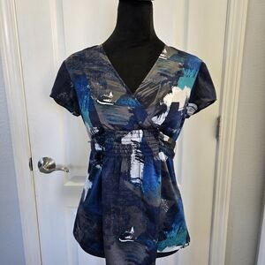 Ann Taylor blouse size 2 petite with tie detail and side zipper